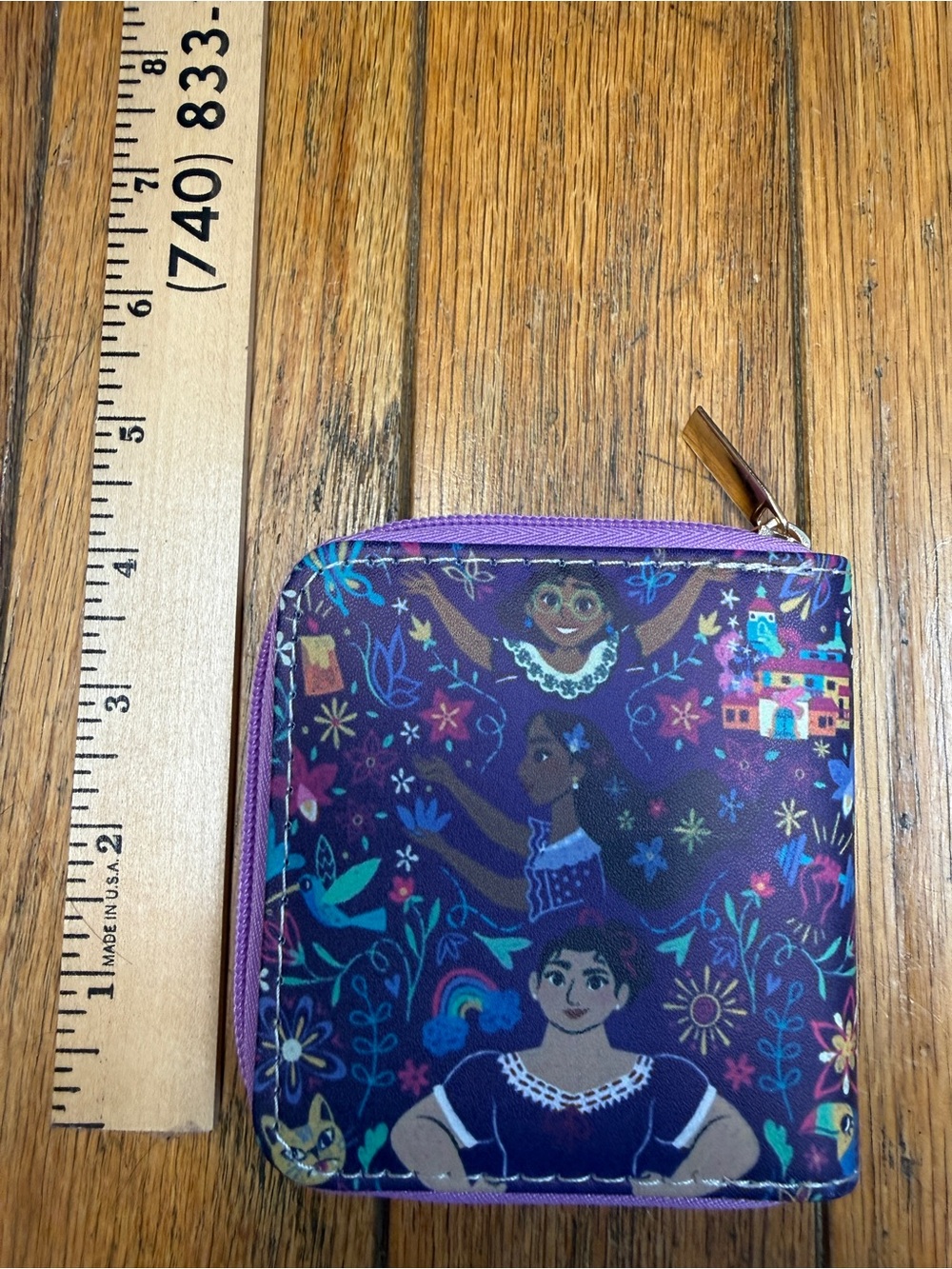 Colorful Purple Illustrated Encanto Madrigal Zip Wallet